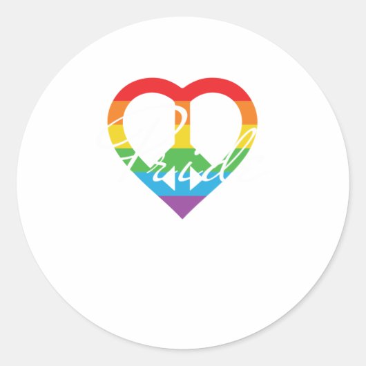 Rainbow Peace Heart Pride LGBT Runder Aufkleber (Vorderseite)