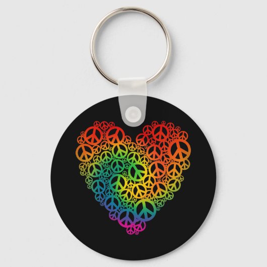 Rainbow Peace Heart Schlüsselanhänger (Vorderseite)