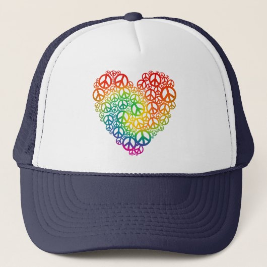 Rainbow Peace Heart Truckerkappe (Vorderseite)