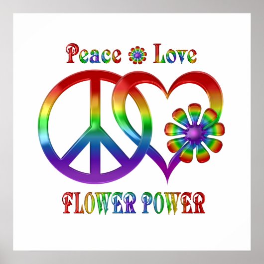 Rainbow Peace Liebe Blume Power Poster (Vorne)