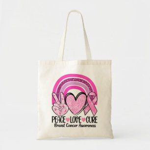 Rainbow Peace Liebe heilen rosa Ribbon Brustkrebs Tragetasche