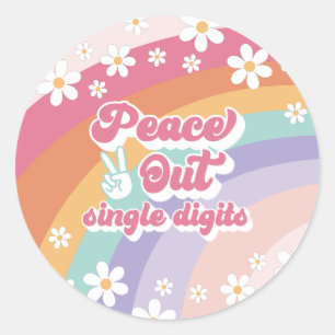 Rainbow Peace Out einstellige 10. Geburtstagsfeier Runder Aufkleber