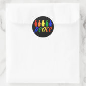 Rainbow Peace Penguins Runder Aufkleber (Tasche)
