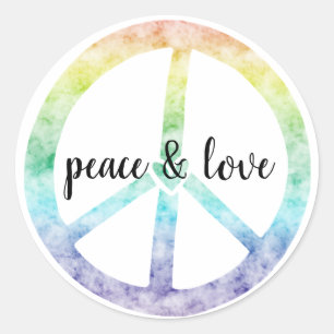 Rainbow Peace Schild mit Herz personalisiert Runder Aufkleber