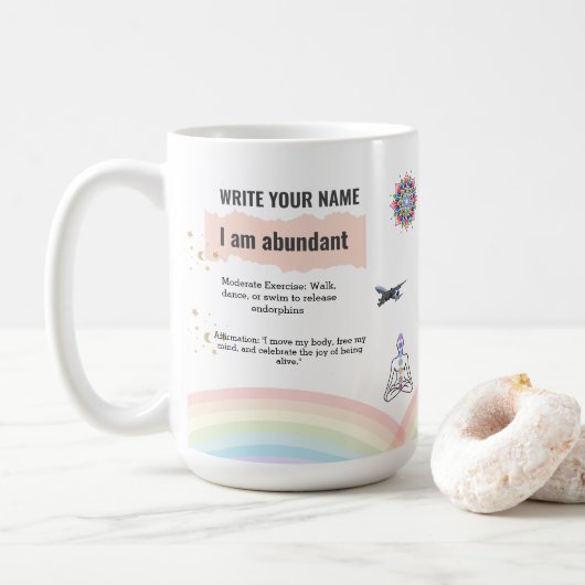 Rainbow peace Serenity Antistress Calm Meditation Kaffeetasse (Mit Donut)