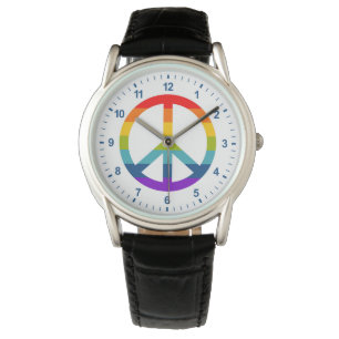 Rainbow Peace Sign Armbanduhr