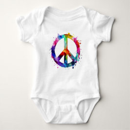 Rainbow Peace Sign Baby Strampler