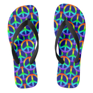 Rainbow Peace Sign Badesandalen