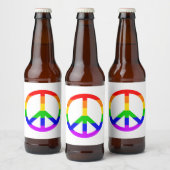 Rainbow Peace Sign Bierflaschenetikett (Flaschen)