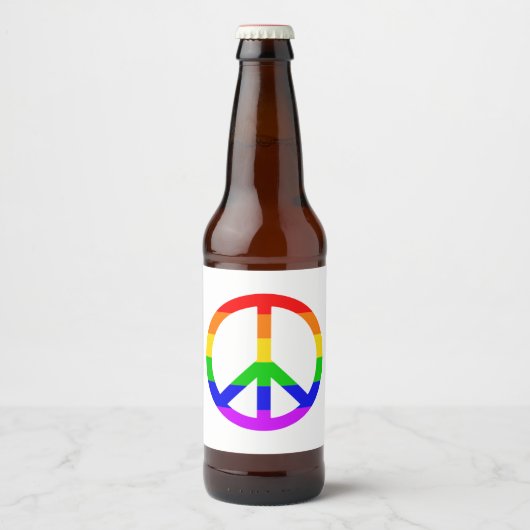 Rainbow Peace Sign Bierflaschenetikett (Vorderseite)