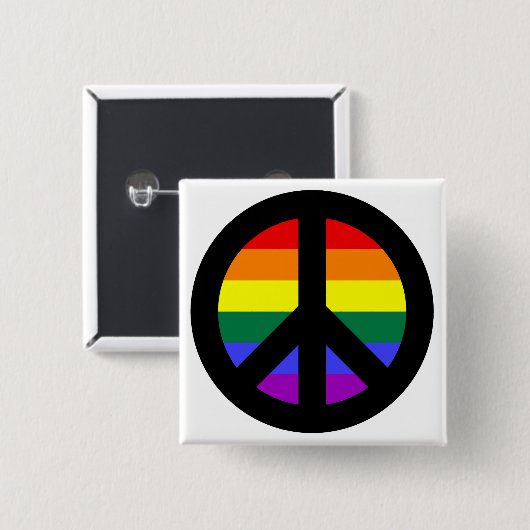 Rainbow Peace Sign Button (Vorne & Hinten)
