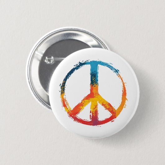 Rainbow Peace Sign Button (Vorne & Hinten)