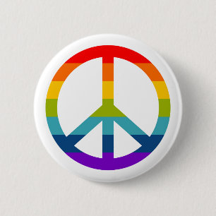 Rainbow Peace Sign Button