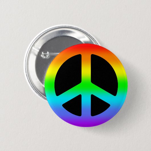 Rainbow Peace Sign Button (Vorne & Hinten)