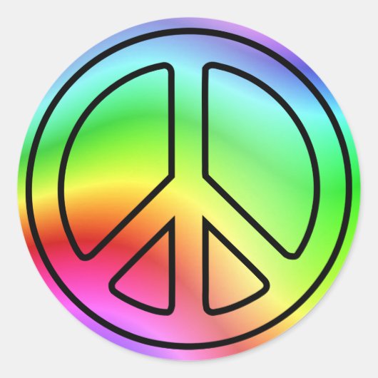Rainbow Peace Sign Classic Round Stickers (Vorderseite)