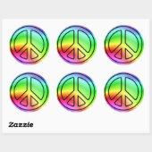 Rainbow Peace Sign Classic Round Stickers (Blatt)