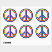 Rainbow Peace Sign Classic Round Stickers (Blatt)