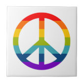 Rainbow Peace Sign Fliese (Vorderseite)