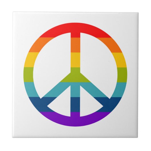 Rainbow Peace Sign Fliese (Vorderseite)