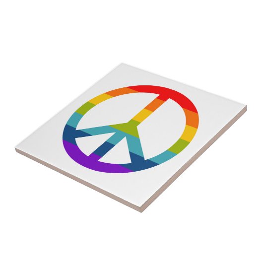Rainbow Peace Sign Fliese (Seite)