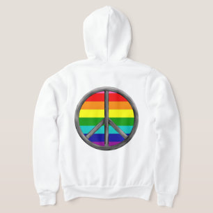 Rainbow Peace sign Gay Pride lgbtq Hoodie