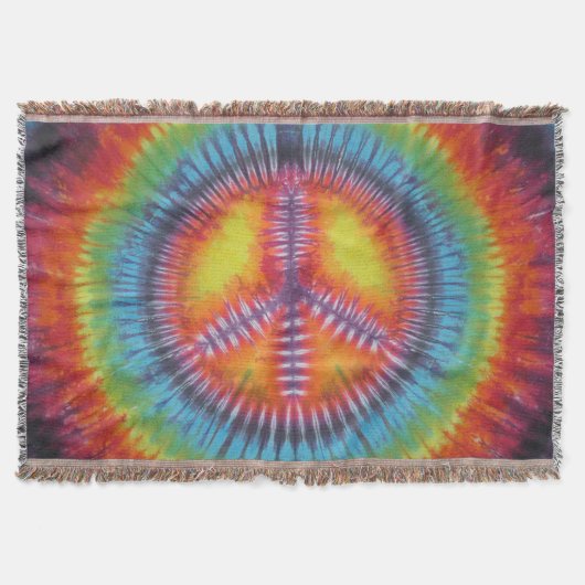 Rainbow Peace Sign Gefärbte Krawatte Throw Blanket Decke (Vorderseite)