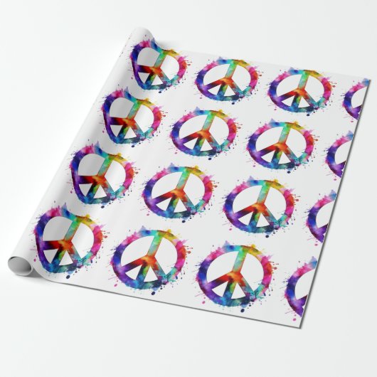 Rainbow Peace Sign Geschenkpapier (Ungerollt)