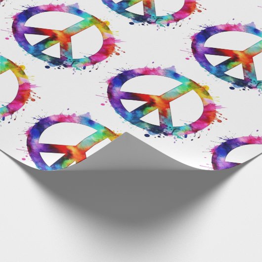 Rainbow Peace Sign Geschenkpapier (Ecke)