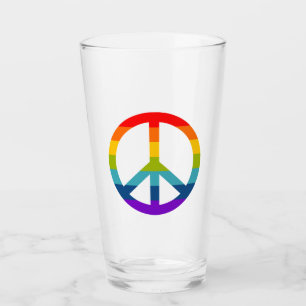 Rainbow Peace Sign Glas
