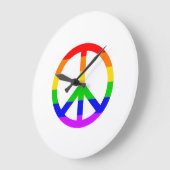 Rainbow Peace Sign Große Wanduhr (Winkel)