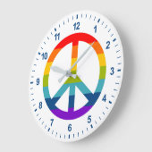 Rainbow Peace Sign Große Wanduhr (Winkel)