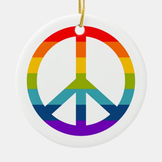 Rainbow Peace Sign Keramik Ornament (Vorne)