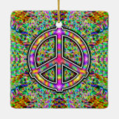 Rainbow Peace Sign Keramikornament (Rückseite)