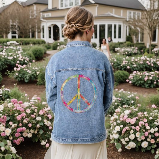 Rainbow Peace Sign Ladys Jean Jacke (Hochzeit Rückseite)