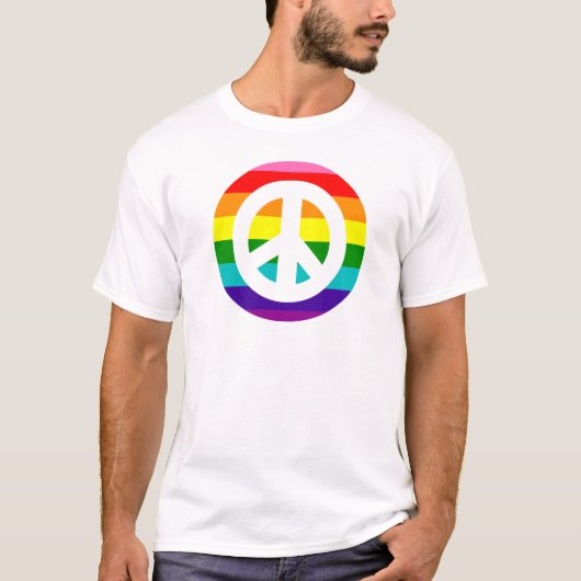 Rainbow Peace Sign LGBTQ Gay Pride T - Shirt (Vorderseite)