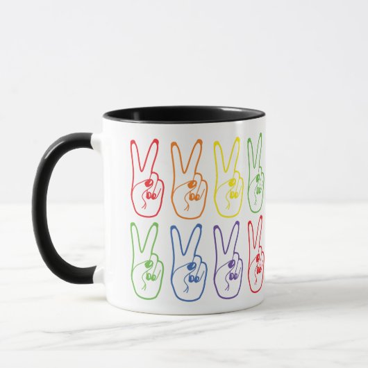 Rainbow Peace Sign Links Handfarbene Deures Tasse (Links)