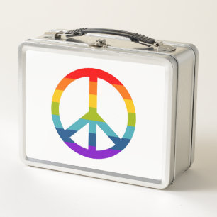 Rainbow Peace Sign Metall Brotdose