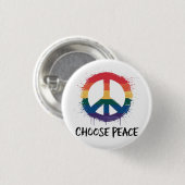 Rainbow Peace Sign mit "Choose Peace" Text Button (Vorne & Hinten)