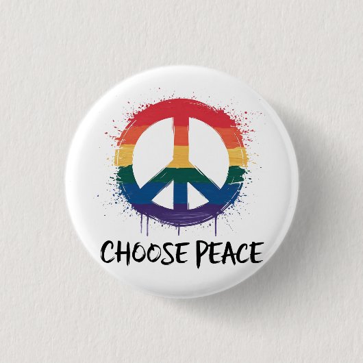 Rainbow Peace Sign mit "Choose Peace" Text Button (Vorderseite)