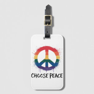 Rainbow Peace Sign mit "Choose Peace" Text Gepäckanhänger
