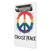 Rainbow Peace Sign mit "Choose Peace" Text Mini Klemmbrett (Gewinkelt2)