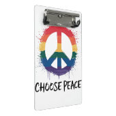 Rainbow Peace Sign mit "Choose Peace" Text Mini Klemmbrett (Schrägansicht)
