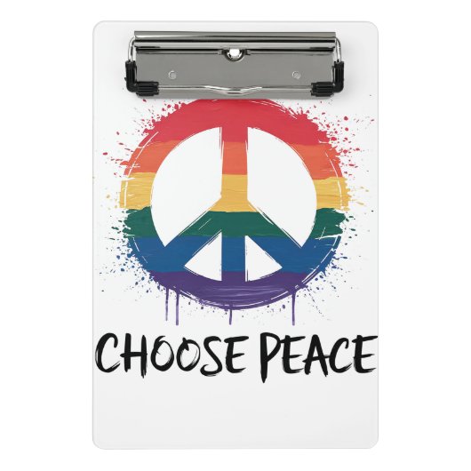 Rainbow Peace Sign mit "Choose Peace" Text Mini Klemmbrett (Vorderseite)