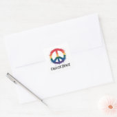 Rainbow Peace Sign mit "Choose Peace" Text Quadratischer Aufkleber (Umschlag)