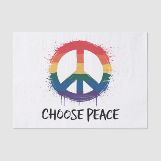 Rainbow Peace Sign mit "Choose Peace" Text Seidenpapier (Vorderseite)