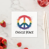 Rainbow Peace Sign mit "Choose Peace" Text Serviette (Beispiel)