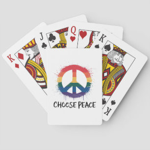 Rainbow Peace Sign mit "Choose Peace" Text Spielkarten