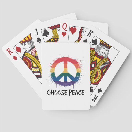 Rainbow Peace Sign mit "Choose Peace" Text Spielkarten (Rückseite)