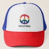 Rainbow Peace Sign mit "Choose Peace" Text Truckerkappe (Vorderseite)
