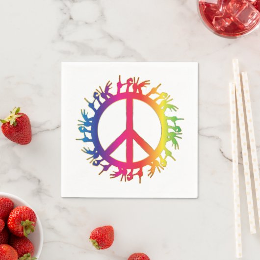 Rainbow Peace Sign Napkins sechziger Hippie-Party Serviette (Beispiel)